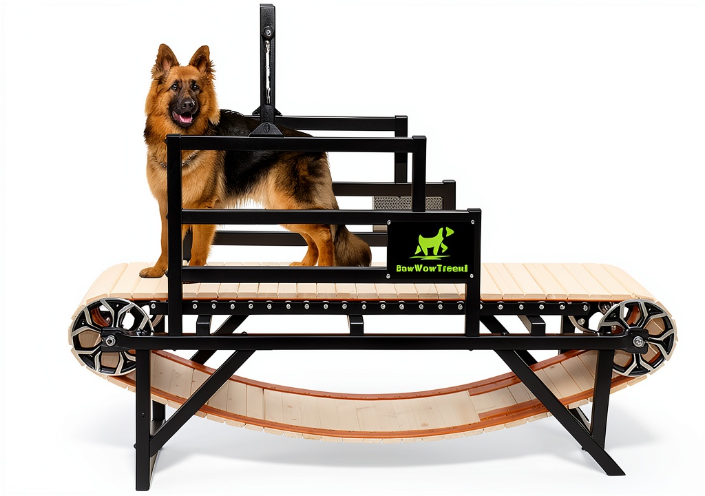 BowWowTread Dog Treadmill in black wood finish with LCD display