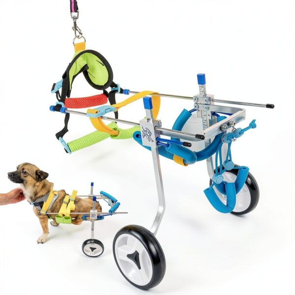 HobeyHove Pet Wheelchair Adjustable Aluminum Dog Stroller-0
