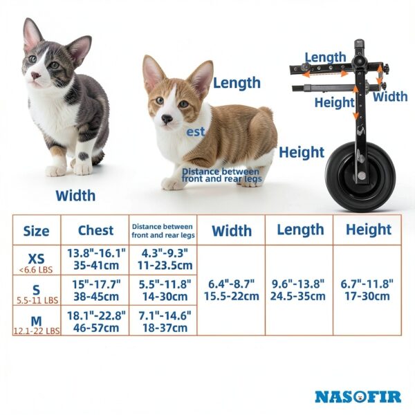 NASOFIR Dog Wheelchair Small Pet Mobility Aid Adjustable-2