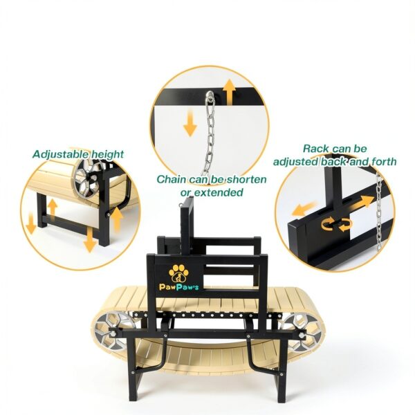 PawPaws Dog Treadmill Manual Portable Carbon Steel Black-3
