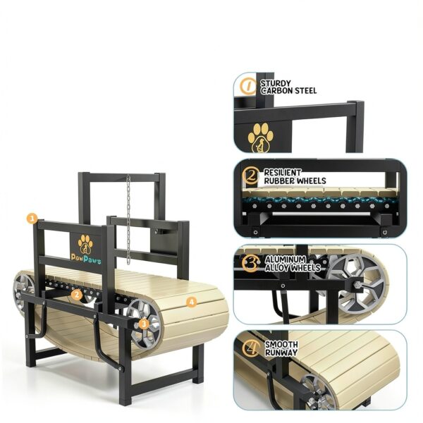 PawPaws Dog Treadmill Manual Portable Carbon Steel Black-4