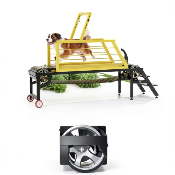 Tzechkii Dog Treadmill Iron Adjustable Height Heavy Duty-3