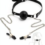 PASTOS BDSM Ball Gag with Adjustable Nipple Clamps-0