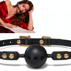 Sexchemist Silicone Leather Gag 1.58in Adjustable-0