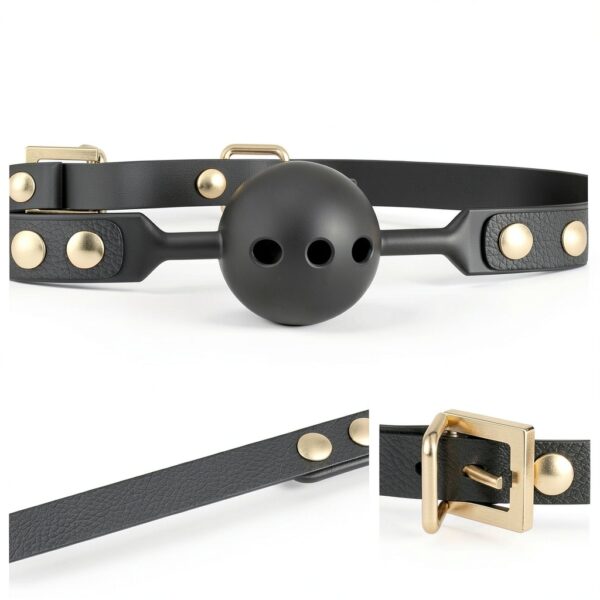 Sexchemist Silicone Leather Gag 1.58in Adjustable-4