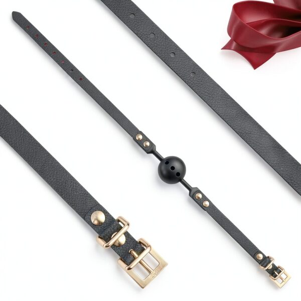 Sexchemist Silicone Leather Gag 1.58in Adjustable-6
