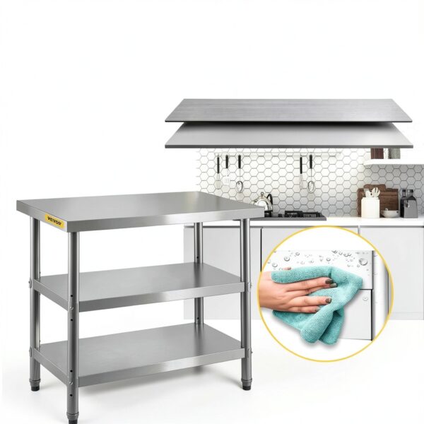 VEVOR Outdoor Food Prep Table Stainless Steel Undershelves-5