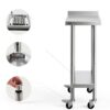 VEVOR Stainless Steel Prep Table, 24 x 15 x 35 Inch, 440lbs Load Capacity Heavy Duty Metal Worktable with Backsplash Adjustable Undershelf & 4 Casters, Commercial Workstation for Kitchen Restaurant-7