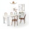 Modern Expandable Dining Table White HKBOREVO SMT-CT008W with Storage-0