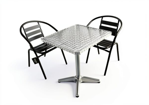 BTEXPERT 27.5" Square Patio Table Steel Aluminum Base Silver-1