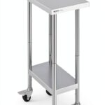VEVOR Stainless Steel Prep Table, 24 x 15 x 35 Inch, 440lbs Load Capacity Heavy Duty Metal Worktable with Backsplash Adjustable Undershelf & 4 Casters, Commercial Workstation for Kitchen Restaurant-0