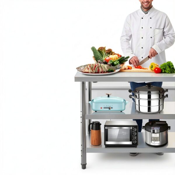 VEVOR Outdoor Food Prep Table Stainless Steel Undershelves-3