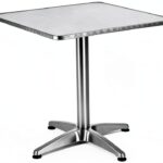 BTEXPERT 27.5" Square Patio Table Steel Aluminum Base Silver-0