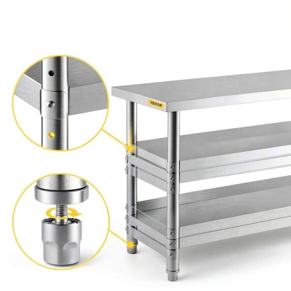 VEVOR Outdoor Food Prep Table Stainless Steel Undershelves-6