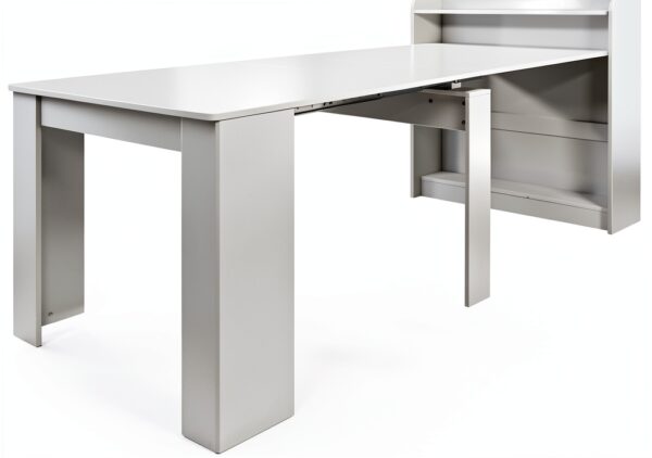 Modern Expandable Dining Table White HKBOREVO SMT-CT008W with Storage-6