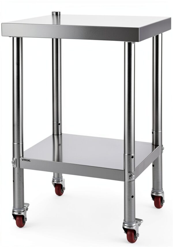 VEVOR Stainless Steel Prep Table 24x24 Inch Heavy Duty with Undershelf-0