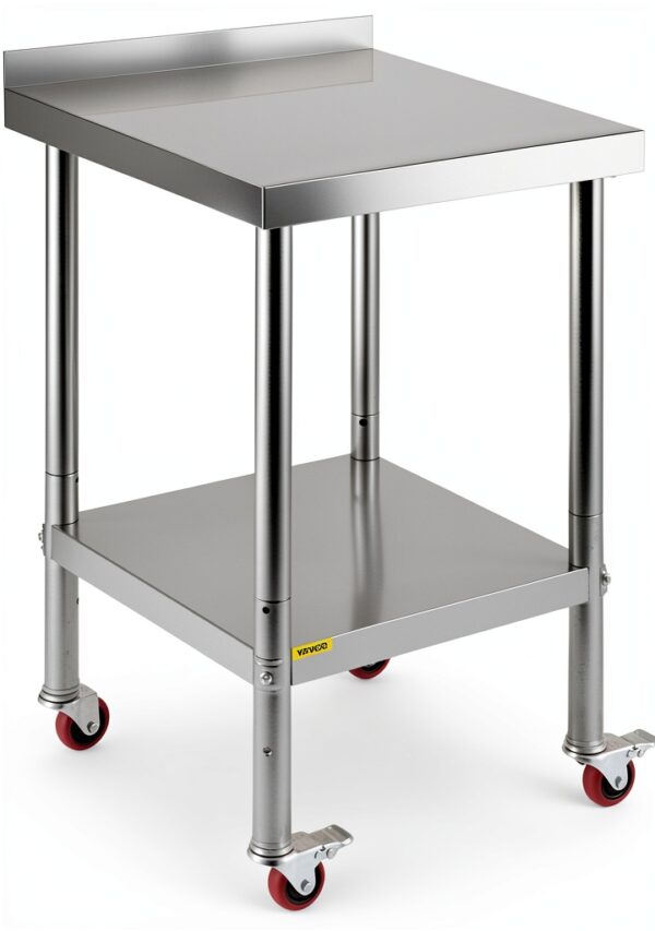 VEVOR Stainless Steel Prep Table 24x24 Inch Heavy Duty with Undershelf-8